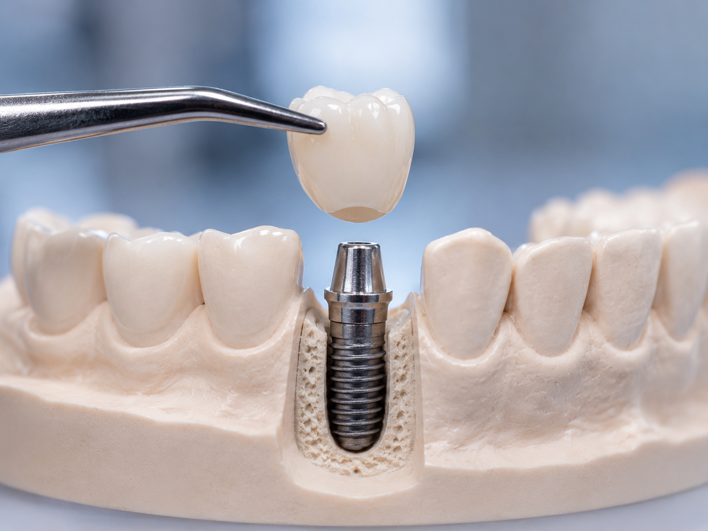 Dental implant crown placement at Robert A. Lantzy DMD, Dental Implants in Newtown, PA
