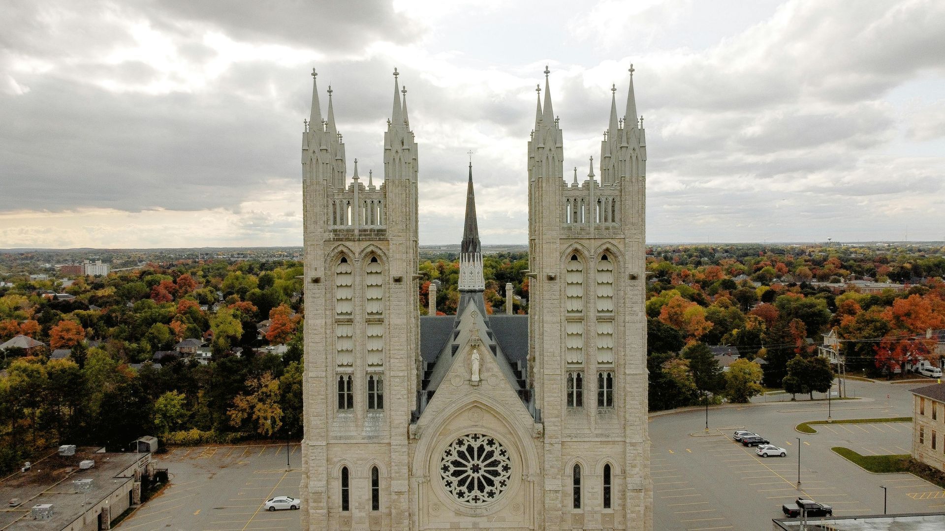city of guelph church basillica pretty fall trees landscape 