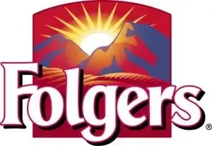 Folgers coffee logo: red arch with mountains, sun, and white 
