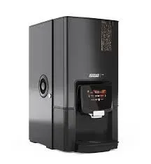 Black commercial coffee machine with touch screen and spout.