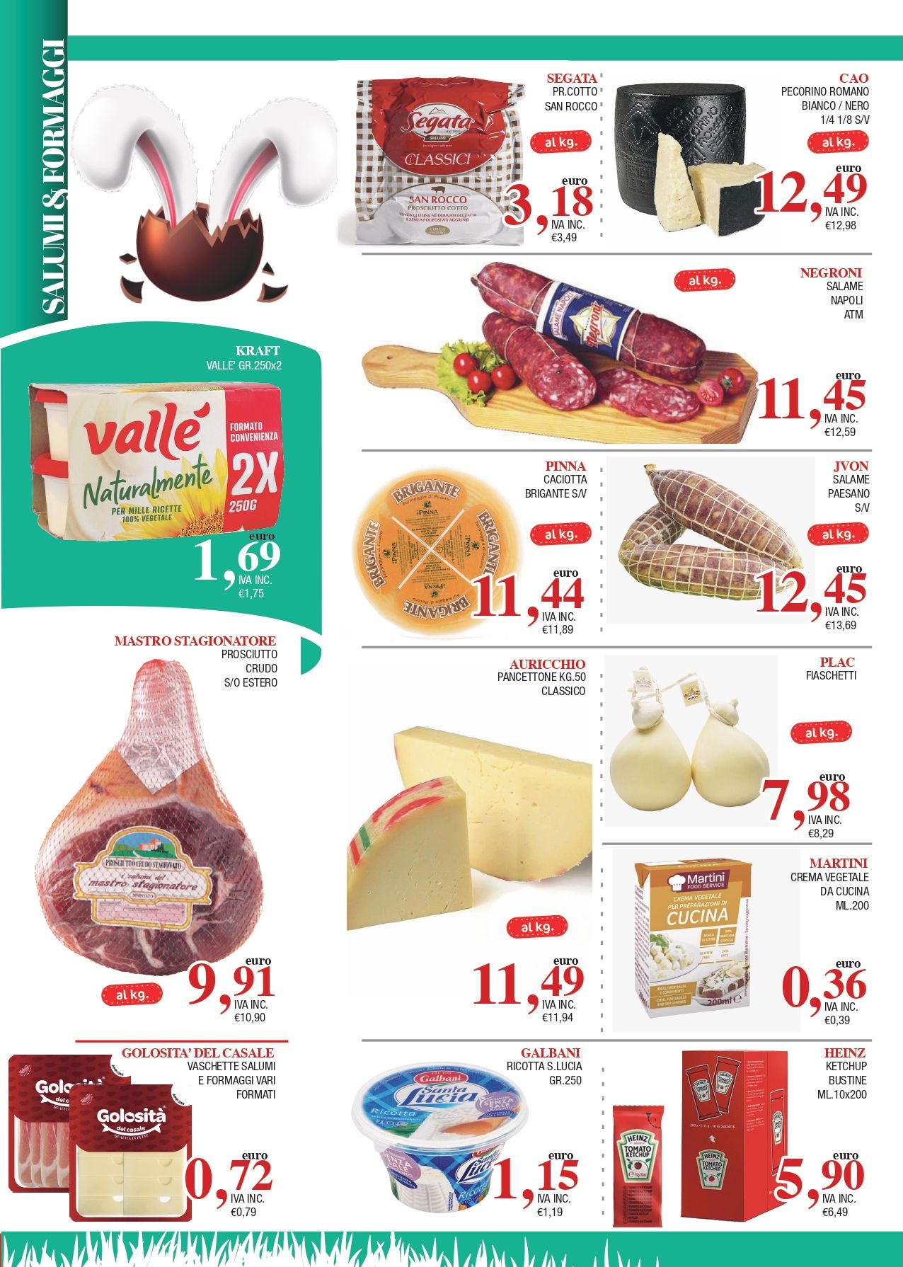 Volantino pubblicitario portoghese di un supermercato con sconti su cioccolato, formaggio, yogurt, carne, uova e pasticcini su sfondo bianco.