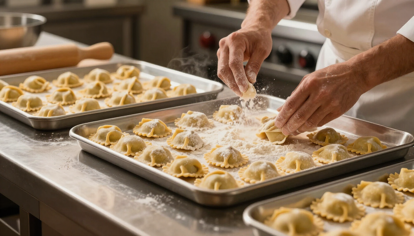 Pastas frescas artesanales en producción