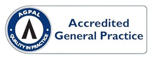 AGPAL Accredited General Practice logo with blue circular emblem and text on white background
