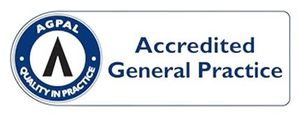 AGPAL Accredited General Practice logo with blue circular emblem and text on white background