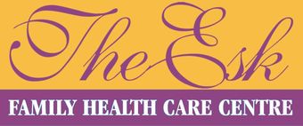 The Esk Family Health Care Centre logo in gold script on a purple background