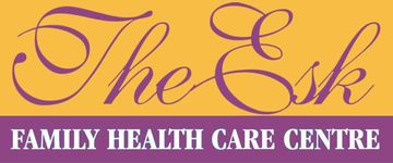 The Esk Family Health Care Centre logo in gold script on a purple background