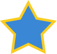 A blue star with a yellow outline on a white background.