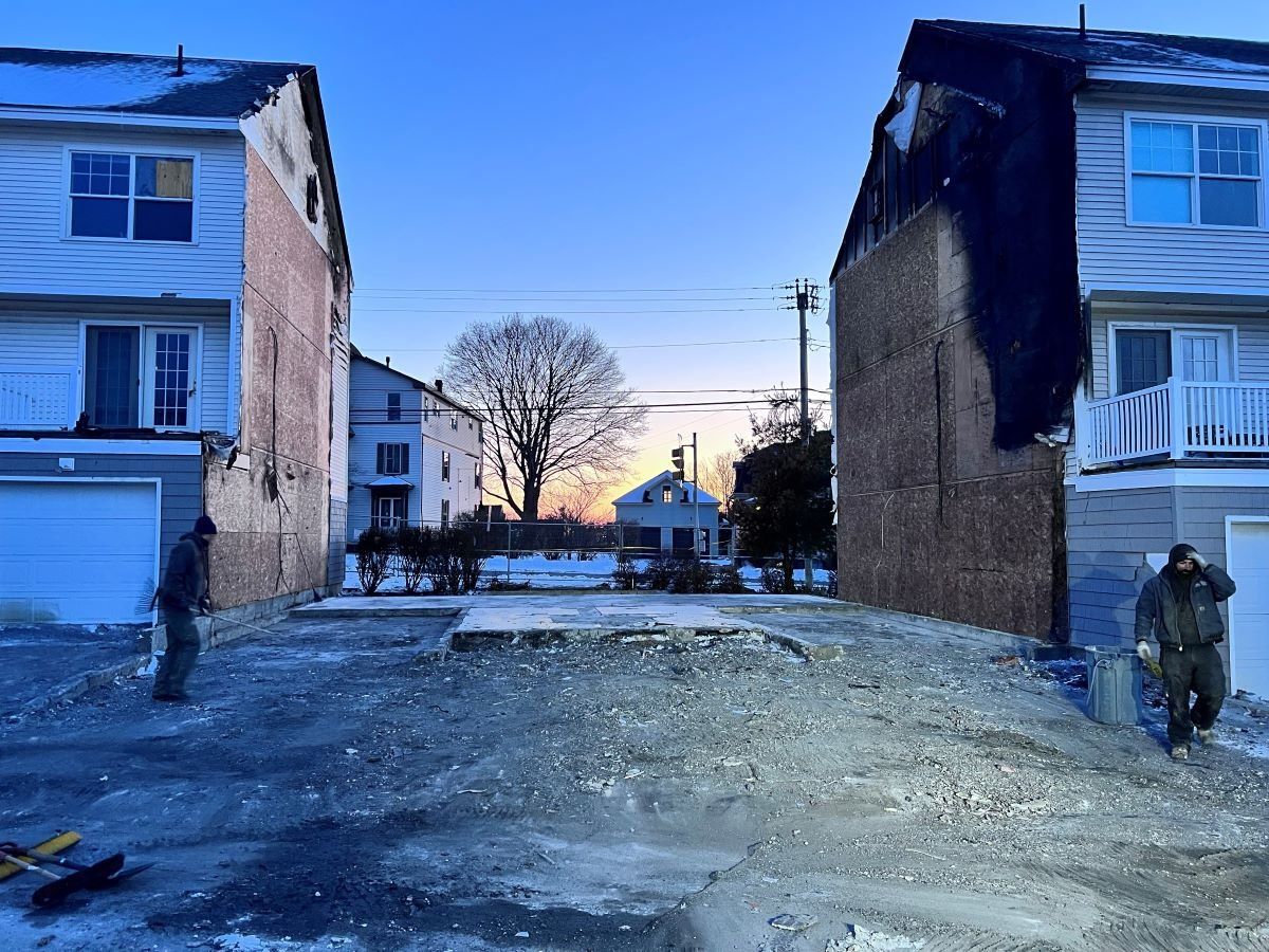 After image of a burned condo teardown in Saco, ME
