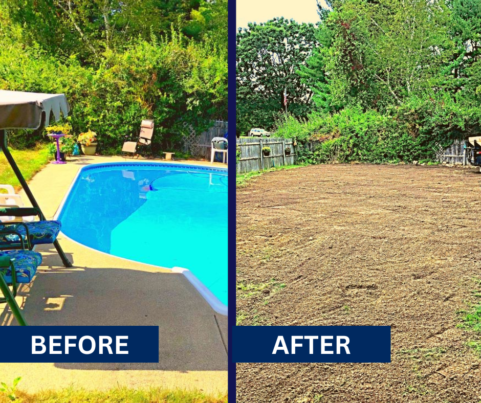 A before and after picture of a swimming pool