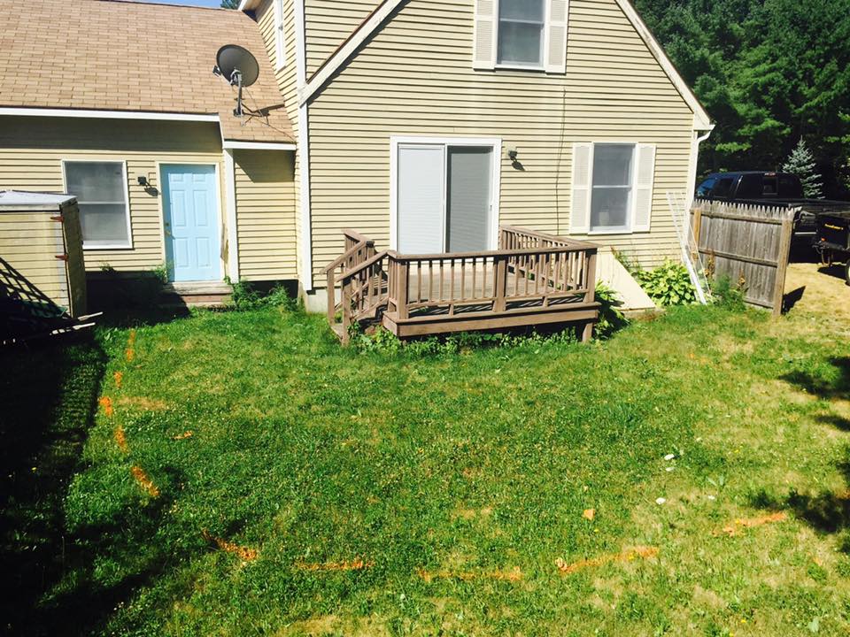 Before photo of a patio completed in Southern Maine