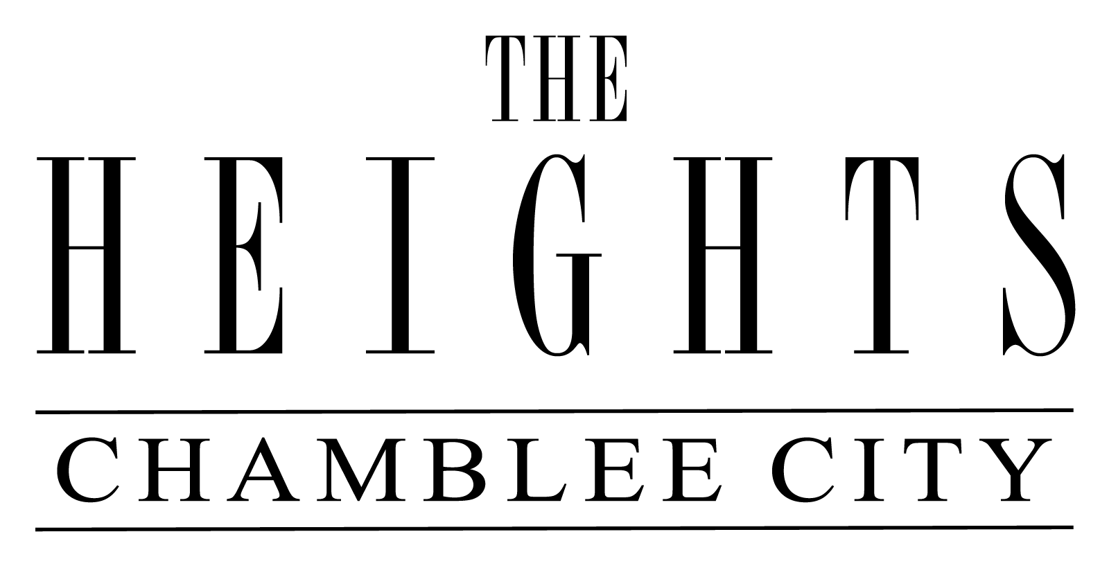 A black and white logo for the heights chamblee city.