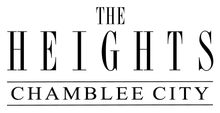 A black and white logo for the heights chamblee city.