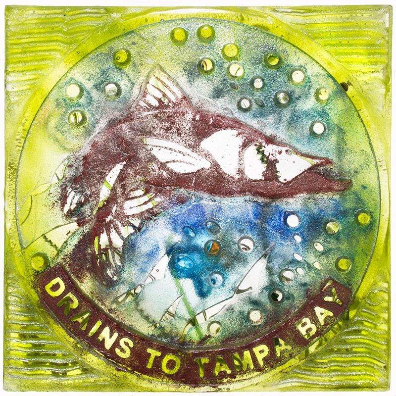 A painting of a fish and the words drains to tampa bay