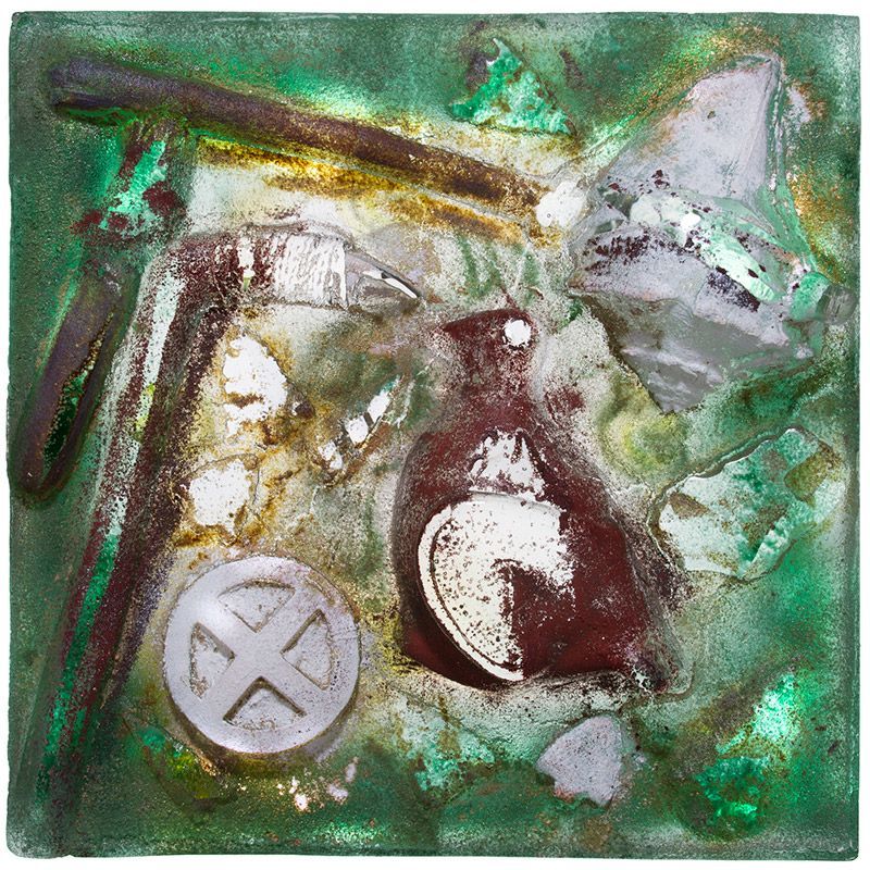 A painting with a cross on it