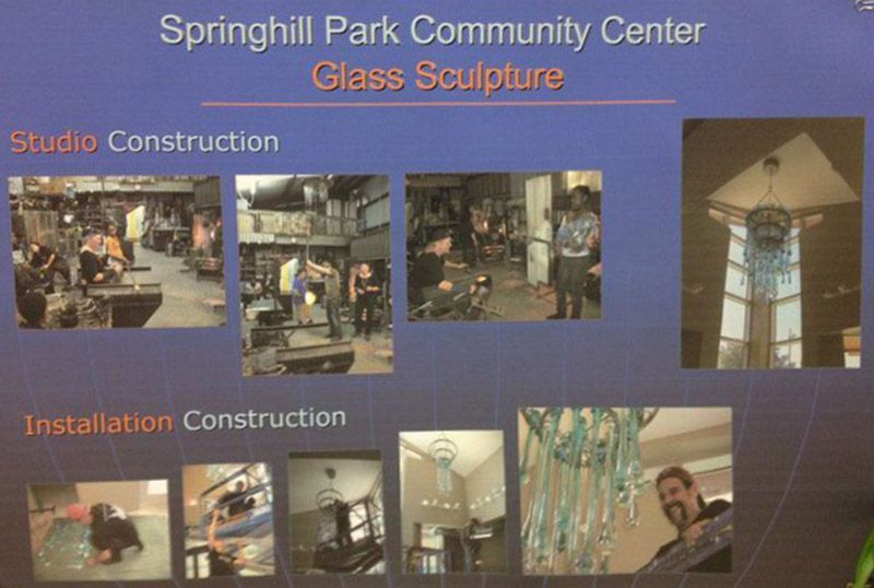 A poster for springhill park community center glass sculpture
