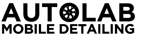 AUTOLAB Mobile Detailing logo in black text with a stylized wheel icon in the O.