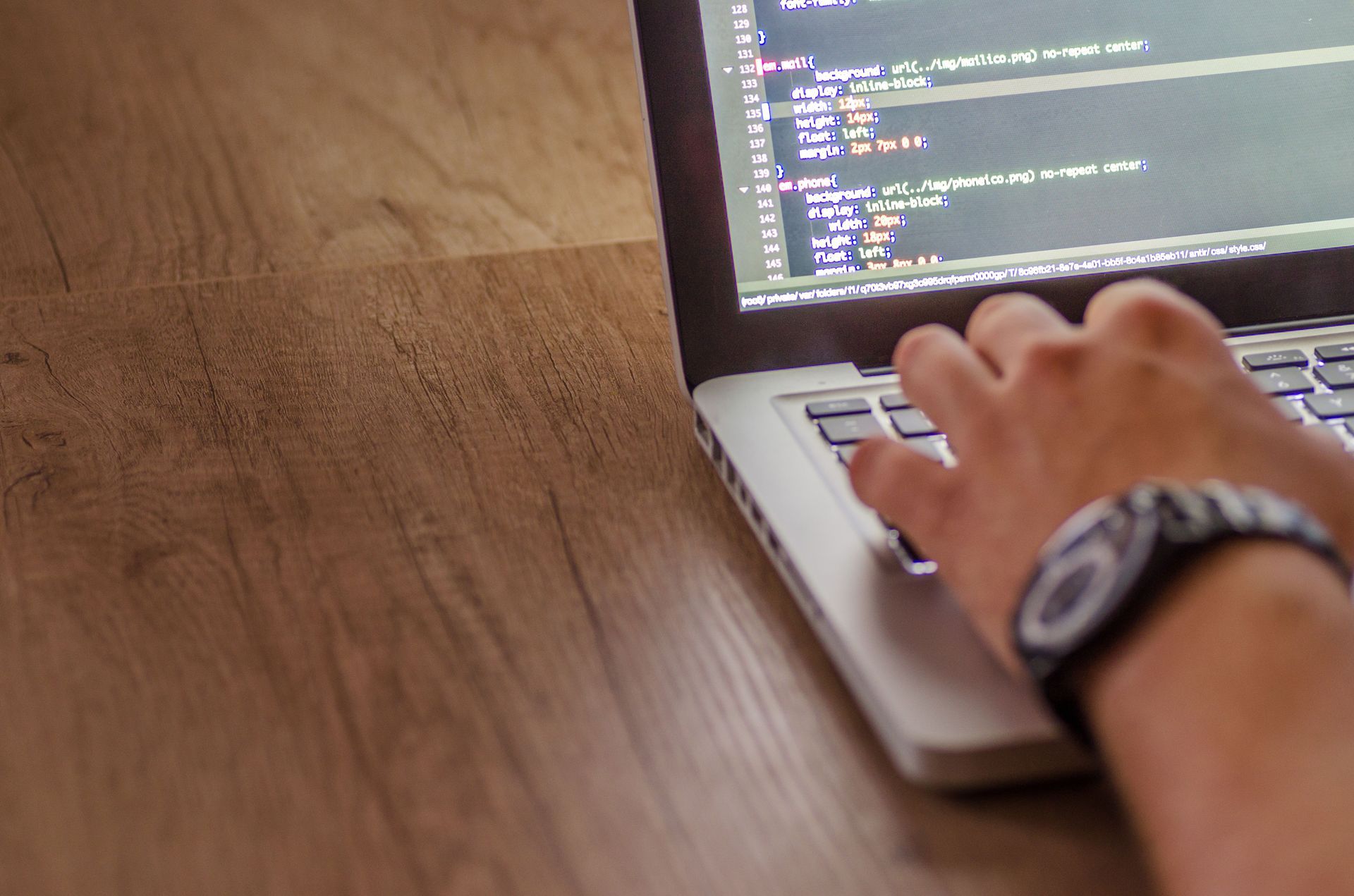 Website structured data code displayed on a laptop screen
