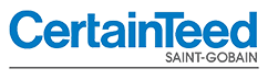 A blue and white logo for certainteed saint gobain