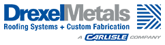 A logo for drexel metals roofing systems and custom fabrication