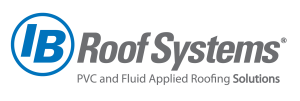 The logo for ib roof systems pvc and fluid applied roofing solutions
