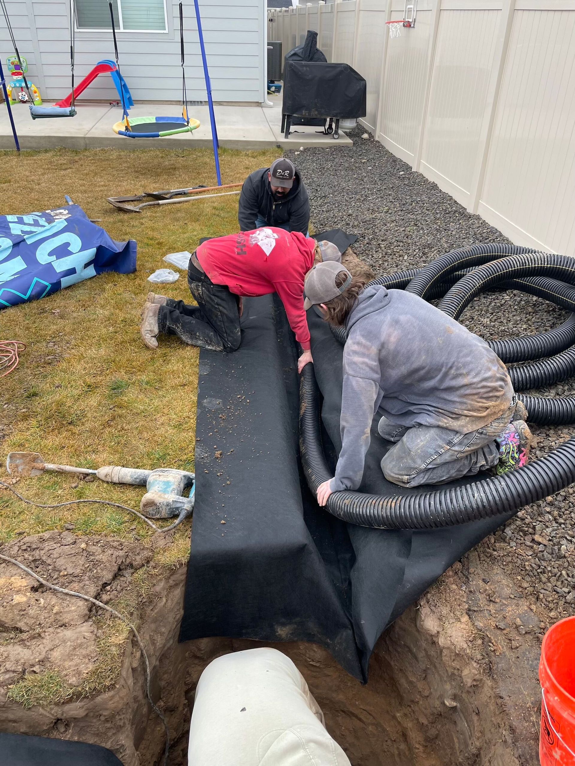 French drain installation
