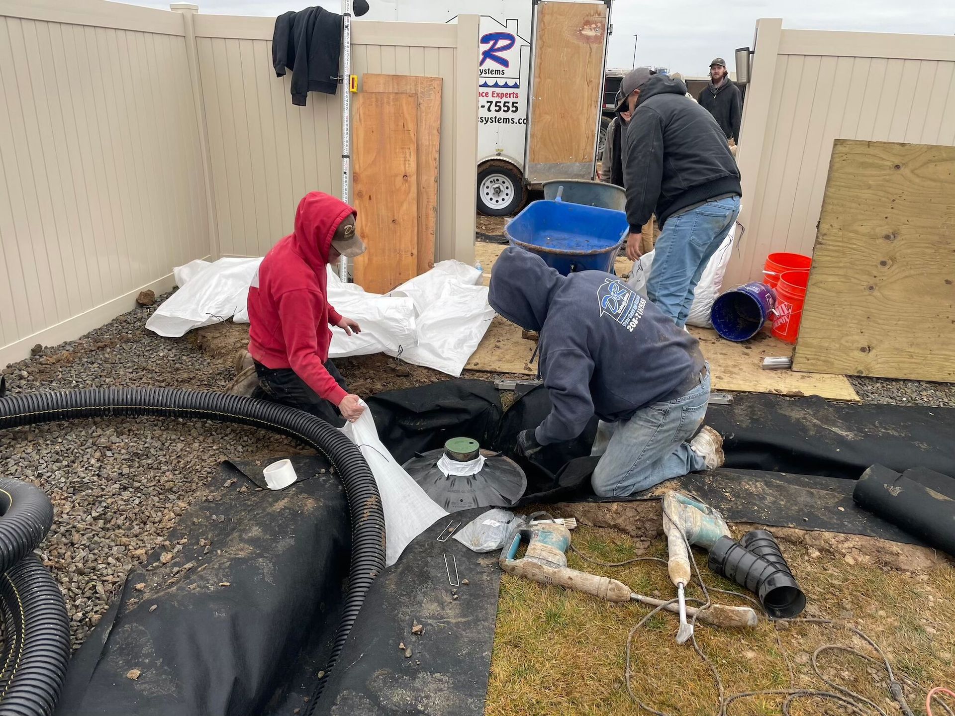 French drain installation