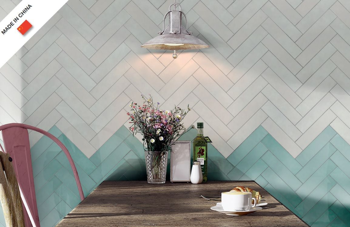 White With Blue Green Tiles — Hunter Valley Tile Mart in Rutherford, NSW