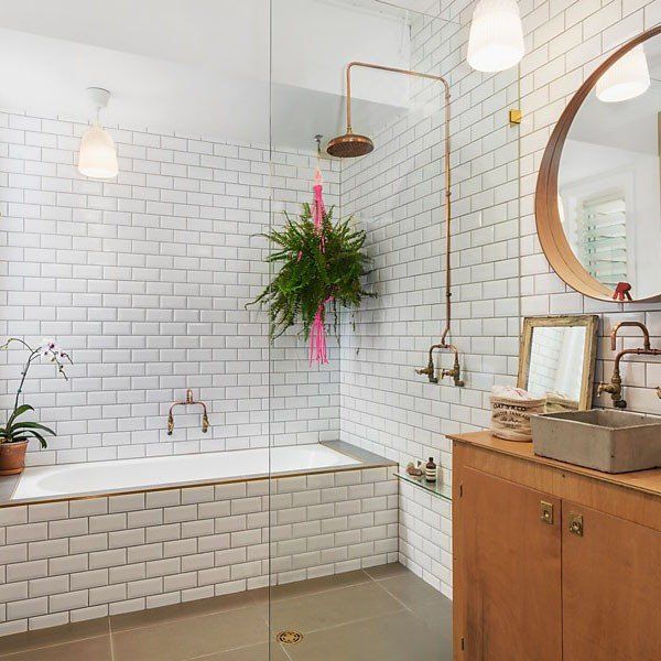 White Subway Tiles In The Bathroom— Hunter Valley Tile Mart in Rutherford, NSW