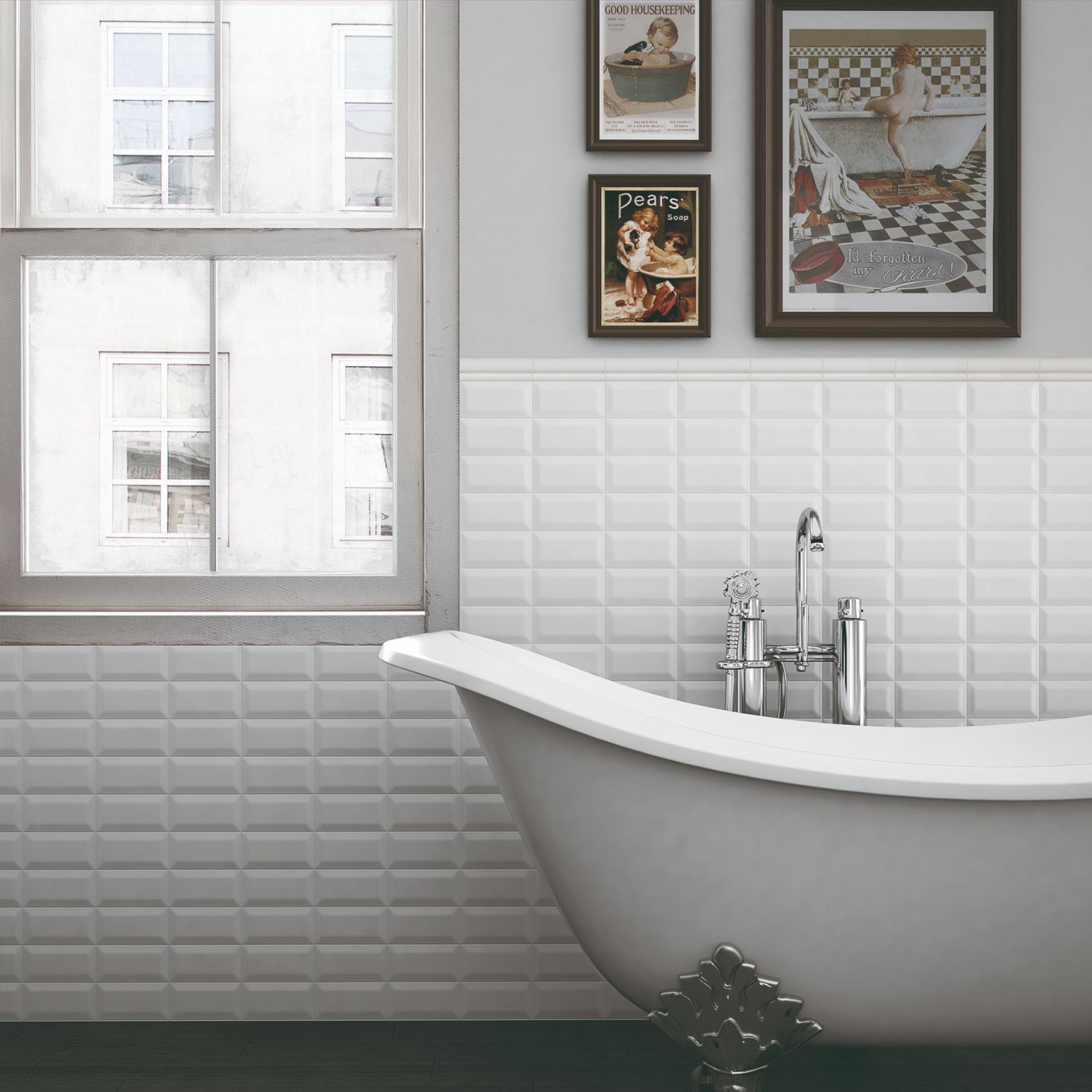 Stylish Bathroom With White Tile Walls — Hunter Valley Tile Mart in Rutherford, NSW