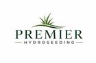 Premier Hydroseeding logo with green grass graphic and dark green text on a white background