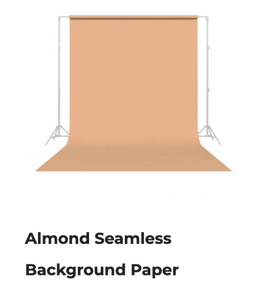 Almond seamless background paper on a studio backdrop stand