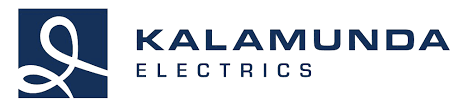 Kalamunda Electrics logo with navy icon and text on a white background