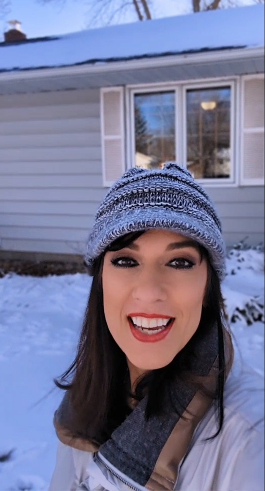 screenshot of me doing a property tour video in the cold