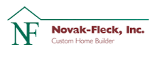 The logo for novak-fleck inc. is a custom home builder