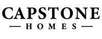 A black and white logo for capstone homes on a white background.