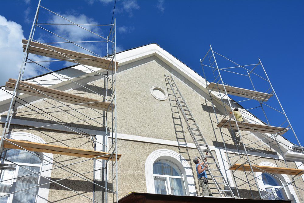 Scaffolding Against House Wall — A. Webber Building in Culburra, SA