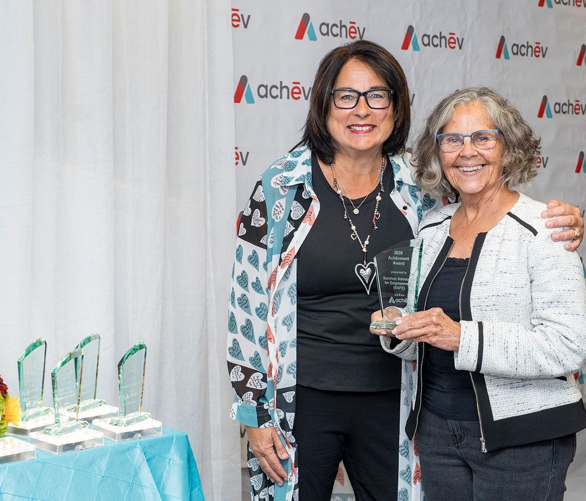 Lorraine Rollo and Deb Lawson accepting Achevment Award 2026