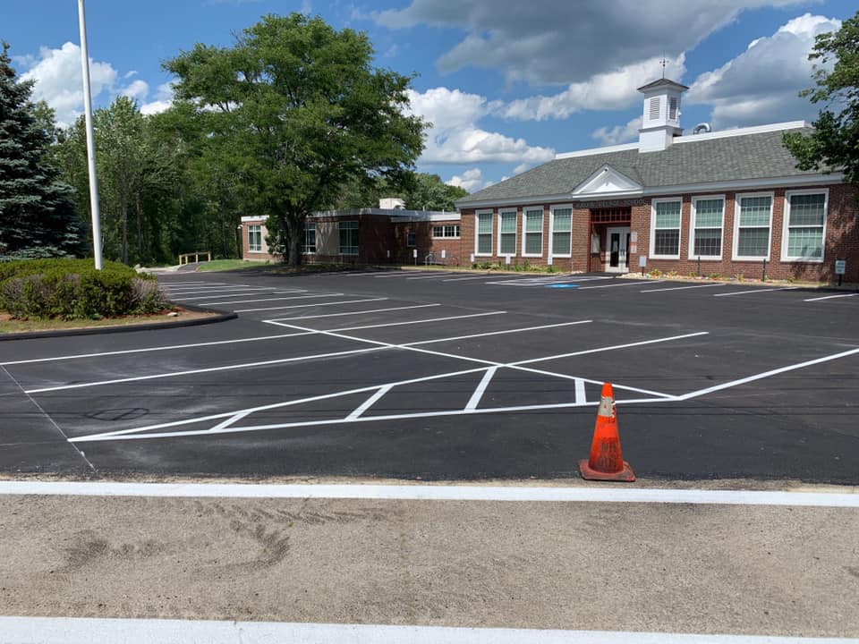 Smooth paved and marked school parking lot