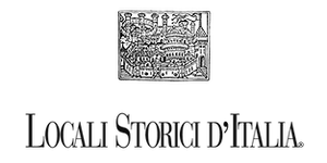 Logo “Locali Storici d'Italia” con una piccola illustrazione in bianco e nero sopra il testo