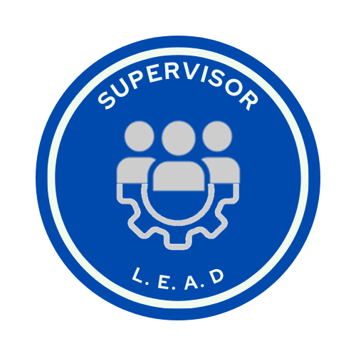 A blue circle with the words supervisor lead on it
