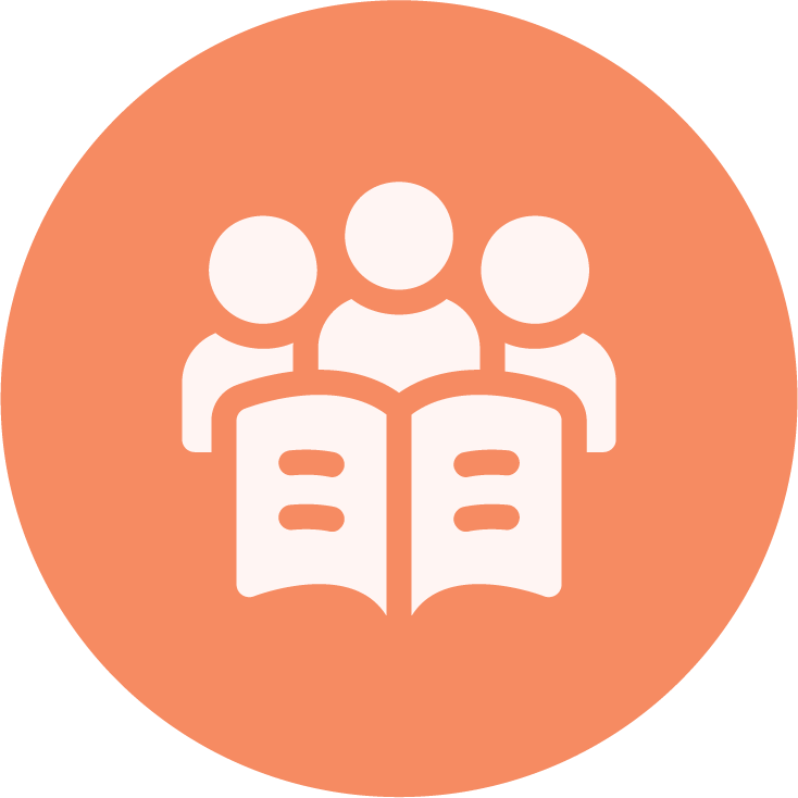 Group learning icon representing education and community workshops