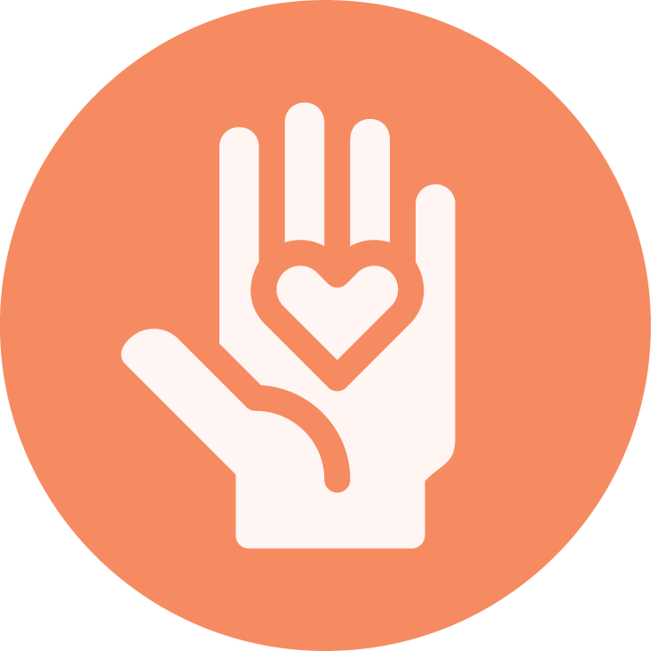 Helping hand icon representing volunteer and civic engagement opportunities