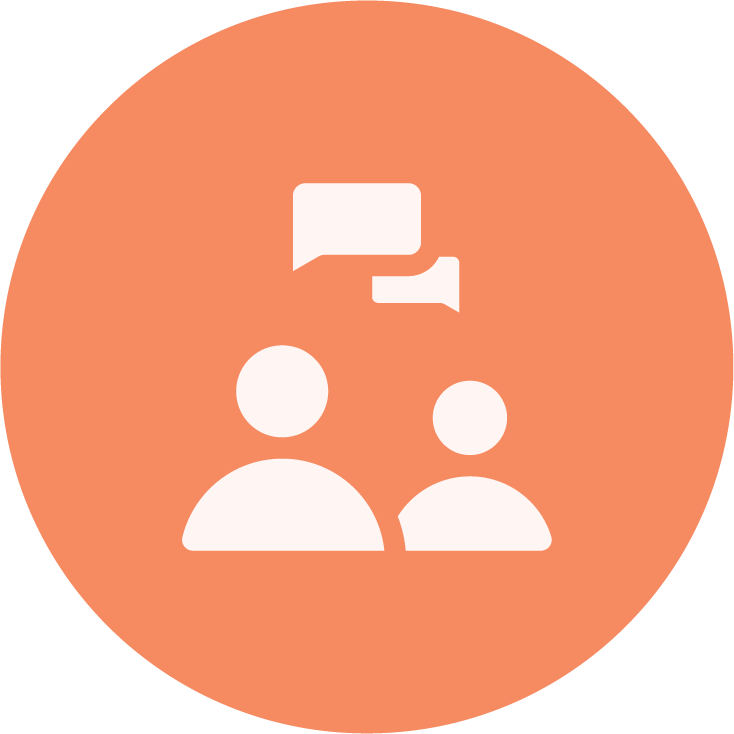 Group communication icon representing social skills and relationship building