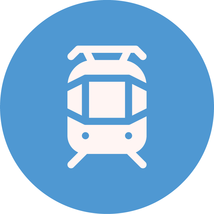 Transit icon representing transportation and community navigation support