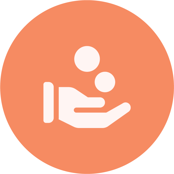 Hand holding coin icon representing budgeting, errands, and shopping support