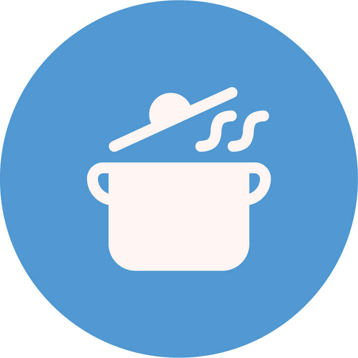 Cooking pot icon representing daily home routine support