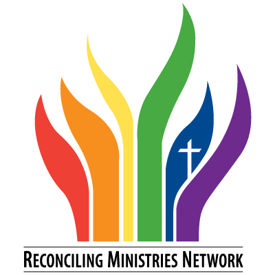 Rainbow flame graphic with cross,