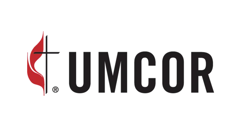 UMCOR logo: stylized cross and flame next to the letters 