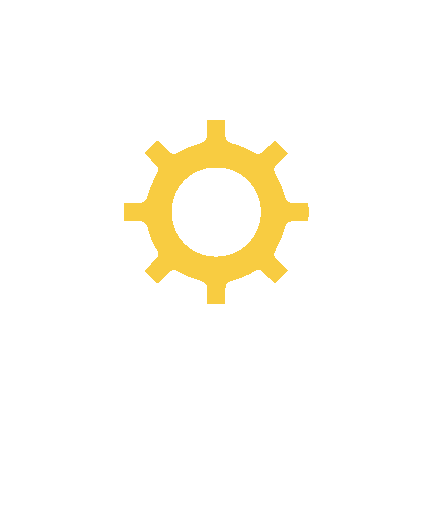 Yellow gear icon on a white background