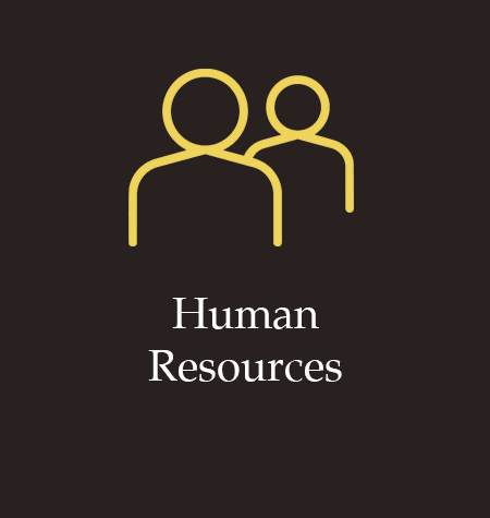 Yellow people icon above “Human Resources” on a dark background